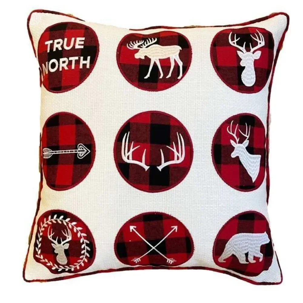 NEW Set of TWO Embroidered Buffalo Plaid Christmas Holiday Throw Pillow Covers - Picture 8 of 9